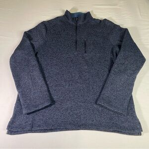 WOOLRICH MEN'S XL 1/4 ZIP 100% POLYESTER PULLOVER BLUE. PRE-OWNED.